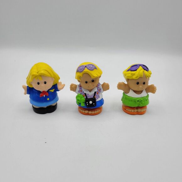 90s Fisher Price Little People Lot 3 Anita Girl Eddie Hawaiian Tourist Swimmer - Picture 1 of 4